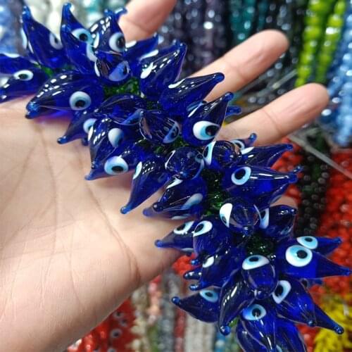 50pcs Handmade Lampwork Beads Pendants 30mm Blue Chilli Pepper Eye Lampwork Bead Pendant Jewelry Making Decorative accessories