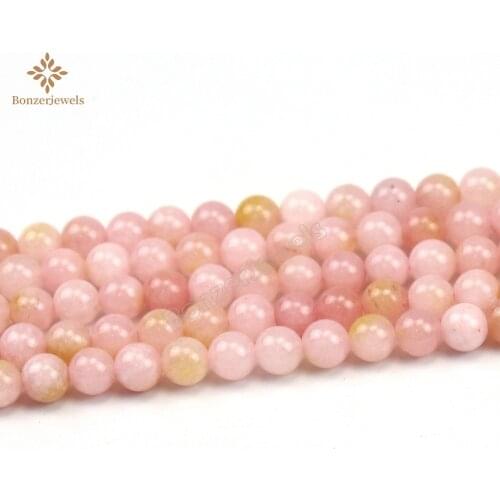 6-10mm Pink Opal Jades Natural Smooth Round Spacer Quartz Beads For Jewelry Making DIY Charm Bracelet Necklace Earrings 15