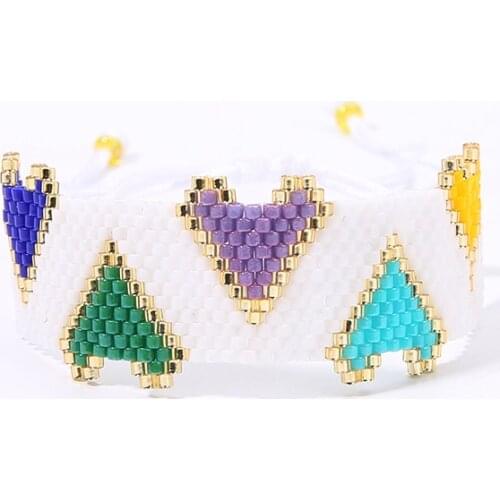 Rttooas Heart-shape MIYUKI Beads Bracelet Women Korean Fashion Cuff Bracelets Handmade Loom Bead Jewelry Adjustable Accessories