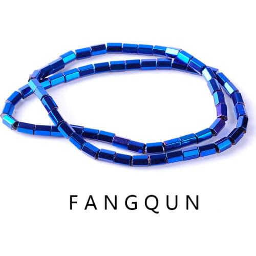 7colors Natural Stone 4.4*6mm Bright Hematite Beads Hexahedral Loose Beads for DIY Necklace Bracelet Jewelry Making Accessories