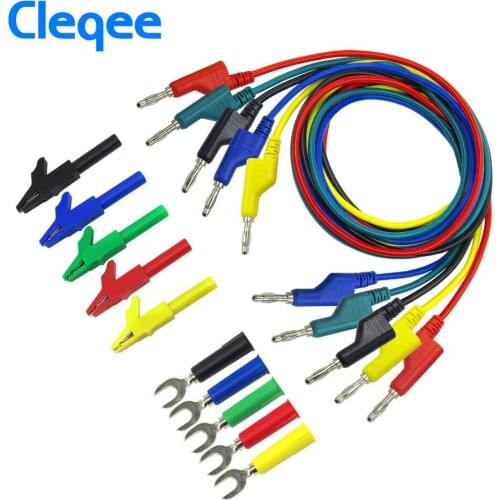 Cleqee P1036A 4mm Banana to Banana Plug Test Lead Kit for Multimeter Cable Match Alligator clip&U type test probe