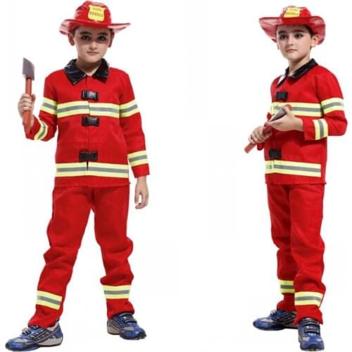 Child Truckman Cosplay Costume with Hat Boy Firemen Dance Clothing Kids Party Dress Up for Stage Performance Outfit 89