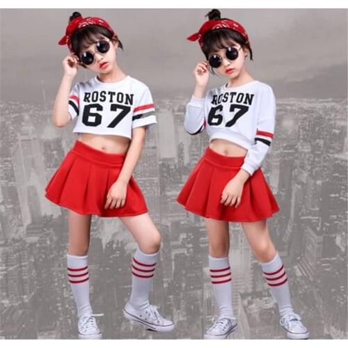 Kids Cheerleader Dance Costume School Uniform Gymnastics Skirt for Girls Boy Children Jazz Stage Performance 110-160cm Clothing