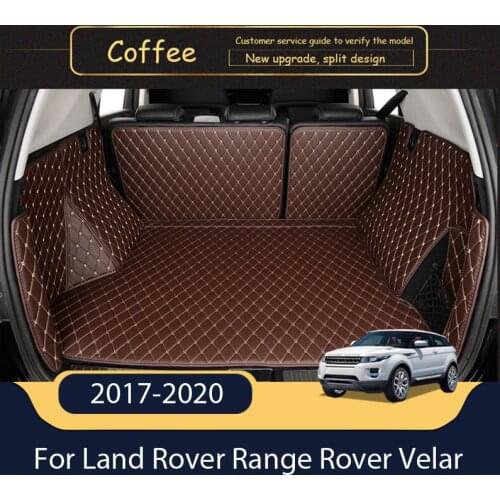 Custom Leather Car Trunk Mats For Land Rover Range Rover Velar 2017-2020 Rear Trunk Floor Mat Tray Carpet Mud