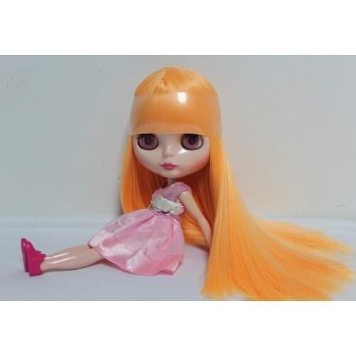 Blyth doll Nude doll 30cm ordinary body pumpkin orange Liuhai straight hair doll dolls for makeup can replace the body
