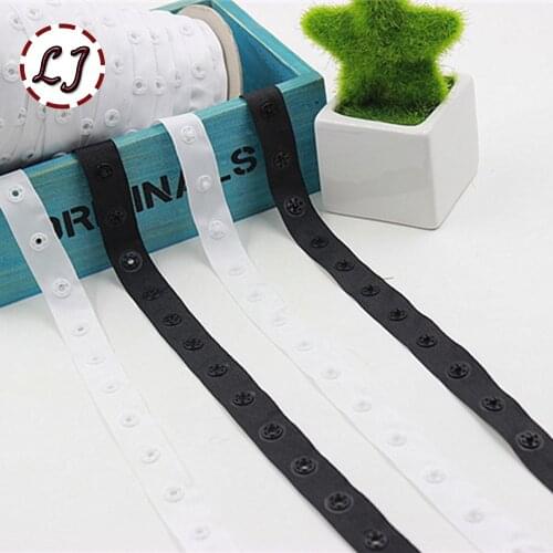 New arrived 5yd/lot 18mm black white plastic snap button ribbon tape trim for garment bag sewing accessories scrapbooking DIY