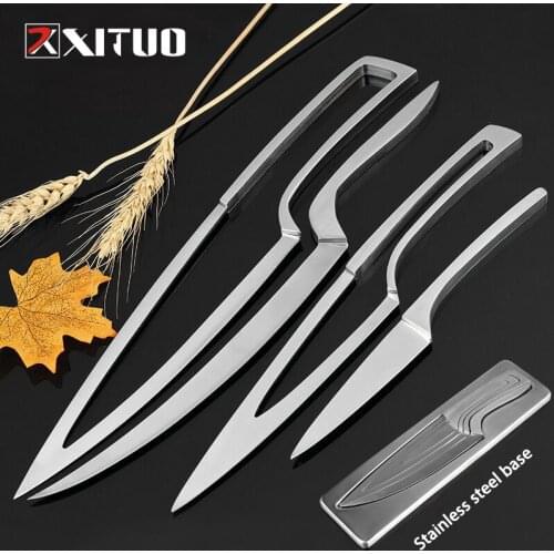 XITUO New Style 4pcs Multifunction Kitchen Knives Stainless Steel Knives Sets EDC Chef/Peeler/Boning/Cleaver/Utility Knife Tools