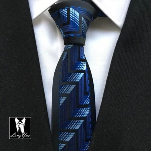 Gentlemen Fashion Skinny Necktie Unique Geometric Pattern Ties for Wedding Party