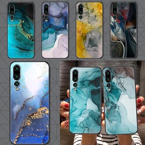 Marble Phone case For Huawei P Mate P10 P20 P30 P40 10 20 Smart Z Pro Lite 2019 black fashion coque painting funda silicone