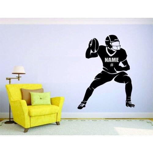 Customize Name & Number American Football Wall Stickers Home Decor Player Name Personalized Soccer Car Wall Decals Muraux A264
