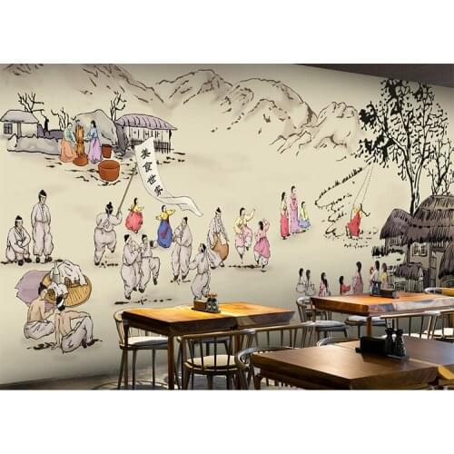 Custom mural 3D Korean cuisine wallpaper leisure bar restaurant theme hotel snack shop background beverage food wallpaper mural