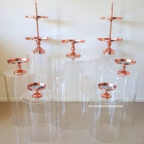 New style Wedding clear crystal aisle Acrylic Pedestal Round Pillars senyu1723