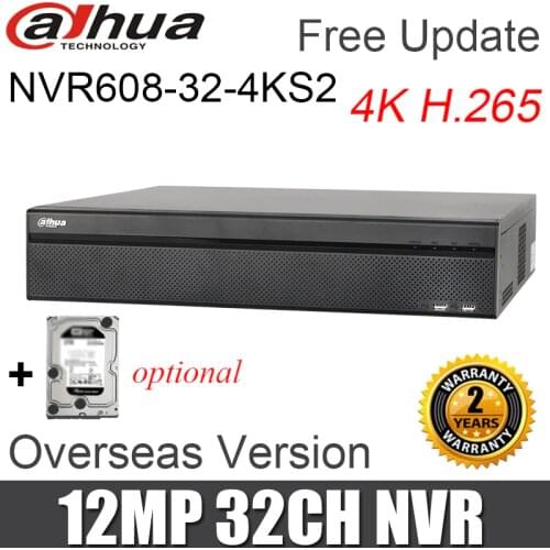 Original dahua NVR NVR608-32-4KS2 32 Channel Ultra 4K H.265 Up to 12MP Resolution Network Video Recorder English Firmware