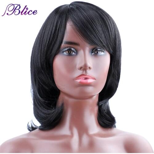 Blice Synthetic Wig Medium Length 10 Inch Pure Color Side Bang 130g Machine Made Shoulder-length Hair Wigs For Women