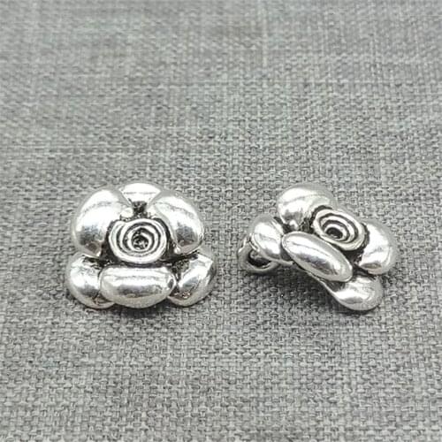 925 Sterling Silver Oxidized Flower Charms for Bracelet Necklace