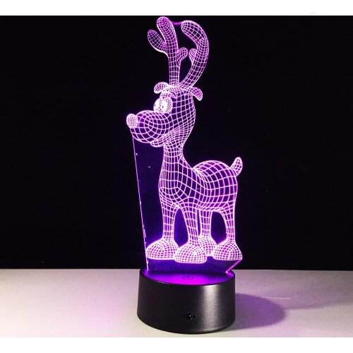 Deer Reindeer RGB LED Night Acrylic Night Light Christmas Decoration Lamp Projector Party 7 Colors Lights Kids Gift Drop Ship
