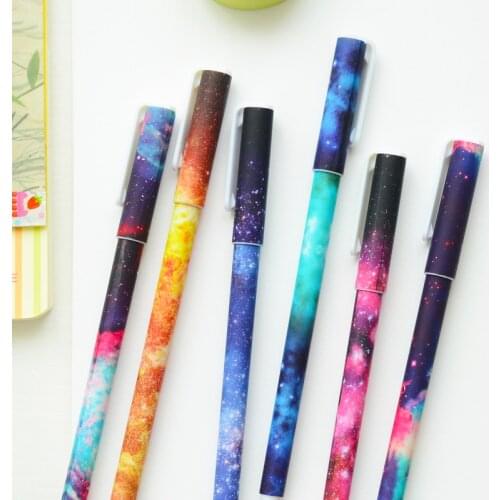 6 pcs Black color roller ball pen 0.38mm fine tip pens Starry sky Garden flower Dots Stationery Office school supplies FB824