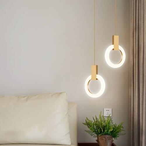 Modern LED Chandelier Ceiling Living Room Metal Lighting Acrylic Ring Hanging Lamp Fixtures Nordic Bedroom Kitchen Pendant Light