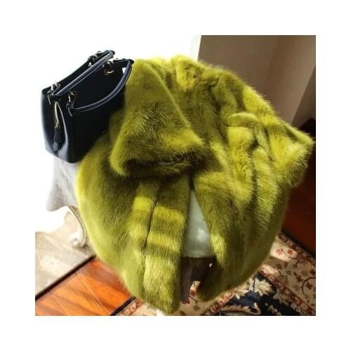 Tao Ting Li Na Women Loose Mid-Length Furry Green Faux Fur Thick Coat