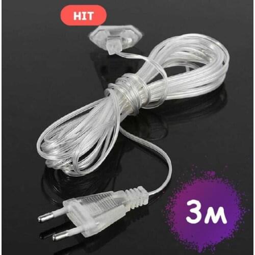 3 Meters Power Garland Extension Lengthened Line Cable Switch Turn ON/OFF US/EU Plug LED String Adapter Christmas Decorations