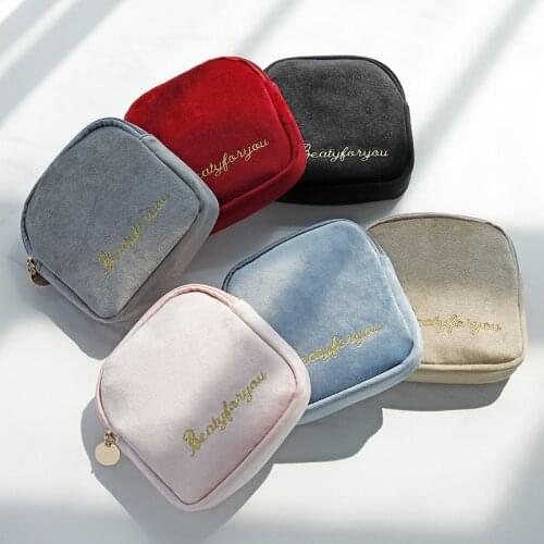 1 Pc Mini Solid Cosmetic Bag Velvet Toiletry Make Up Storage Bag Organizer Travel Cosmetic Case Beauty Bag
