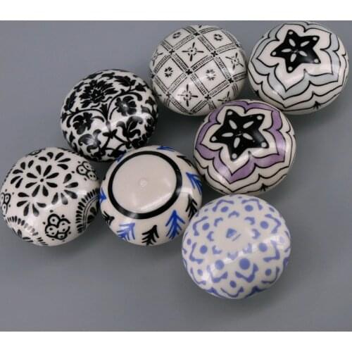 1PCS New arrival Ceramic Kids Desk Pulls Drawer Dresser Knobs Closet Door handle printed Ceramic knobs