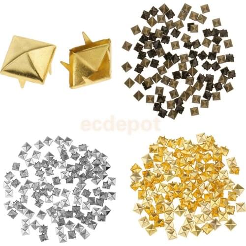100Pcs Square Studs Metal Claw Nailhead Rivet Studs Spike Screw Craft DIY Embellishment for Bag Shoes Cloths Cap 8x8mm