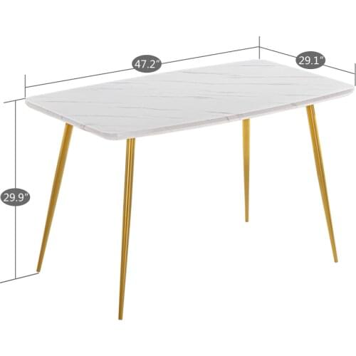 [120x74x76cm] Marble Dining Table White