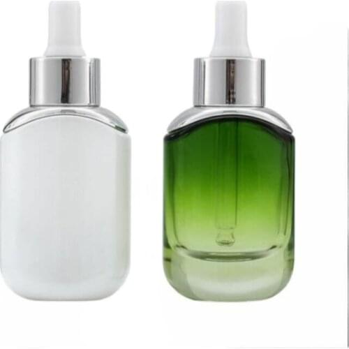 30MLpearl white/green glass bottle with silver dropper for essence oil serum whitening skin care cosmetic packing