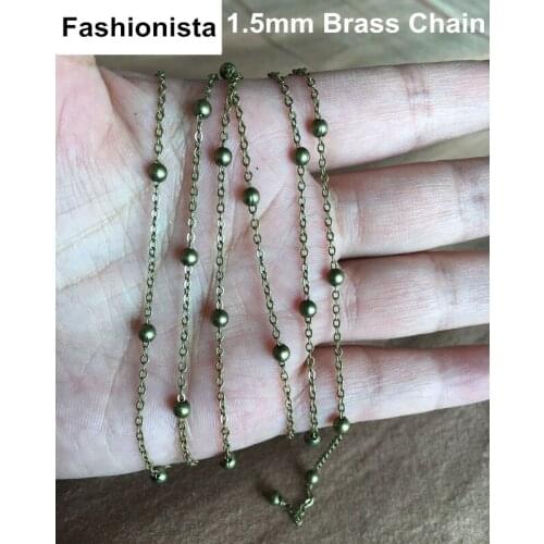 5 meters of Antique Bronze Plated Brass Ball Chains 1.5mm Chain With 3.5mm Round Copper Ball