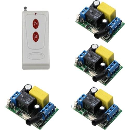 5pcs RF Wireless 220V 10A 1CH Wireless Remote Control Switch 4* Receiver & 1* Transmitter 315/433 MHZ Smart Home Switch Hot Sale