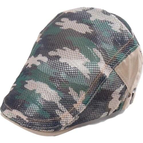 2021 New Men Visor Hats Net Breathable Berets Summer Fashion Flat Caps Casual Vintage Camouflage Sun Hat Beret Adjustable