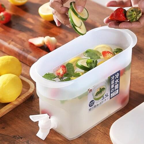 3500ml Refrigerator Kettle with Faucet Household Lemonade Bottle Drinkware Cold Water Bottle Container Heat Resistant Pitcher