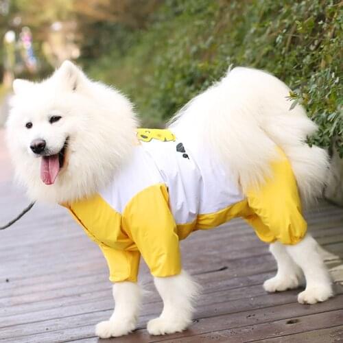 Big Dog Raincoat Large Dog Clothes Samoyed Border Collie Labrador Husky Golden Retriever Clothing Waterproof Coat Jumpsuit
