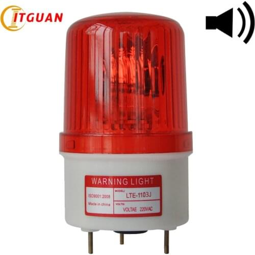 LTE-1103J Rotating Warning Light Alarm Red/Amber/Green/Blue Rotary Workshop Emergency Warning Lamp With Sound 90dB 220V 12V