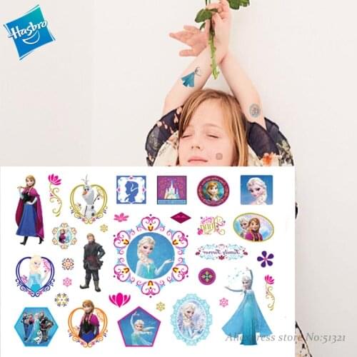 Hasbro Princess Elsa Frozen Children Cartoon Temporary Tattoo Sticker For Girl Cartoon Tatto Toy Funny Birthday Party Kids Gift