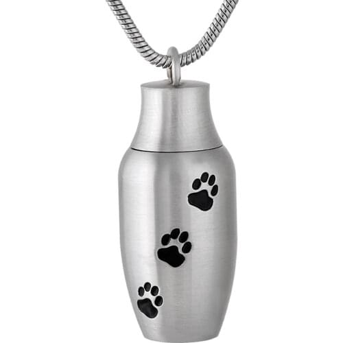 IJD9787 Openable 30mm*13mm Pet Paw Print mini Memorial Urn Necklace Locket Dog/Cat Cremation keepsake jewelry for ashes