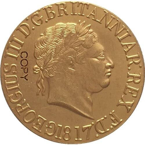 24 - K gold plated 1817 United Kingdom 1 Sovereign - George III coins copy
