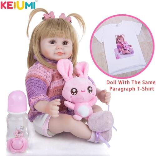 17 Inch KEIUMI Reborn Baby Dolls Handmade Soft Silicone Baby Doll Toys As Smiling Lifelike Dolls Toy Gift To Child Surprise