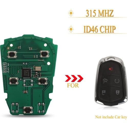Kutery 5 Buttons Smart Remote Car Key Circuit Board Fob 315Mhz Id46 Chip For Cadillac CTS ATS XTS 2014-2019 HYQ2AB