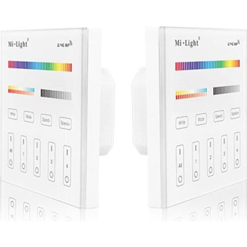 Milight T4 2.4G RF 4-Zone RGB+CCT Smart Led Touch Panel Remote Controller For RGB/RGBW/RGBWW/RGB+CCT Series AC90-110V/180-240V