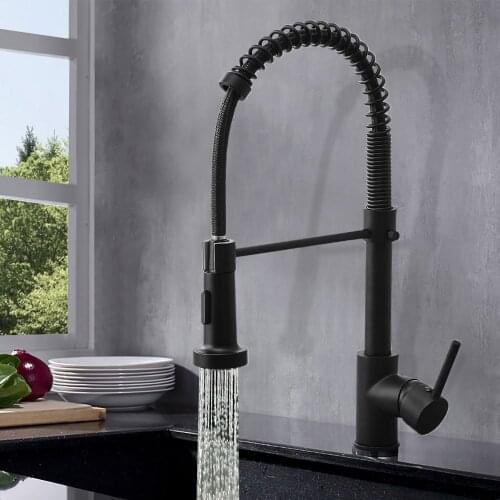 360 Degree Stretch Faucet With Spring Black Brushed Stream Sprayer Nozzle Hot Cold Mixer Tap Multi-Function Sink Kitchen Faucets