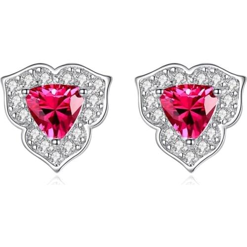 Trendy 100% 925 Sterling Silver Ruby Gemstone Wedding Stud Earrings For Women Luxury High-end Party Fine Jewelry Gift