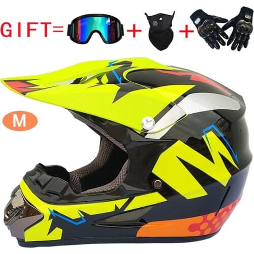 Motocycle Helmet Unisex-Child DOT Kids Youth ATV Off-Road Dirt Bike Motocross Helmet Gear Combo Gloves Goggles