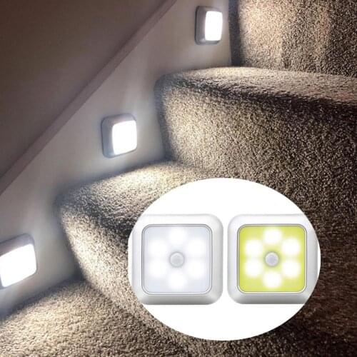 6 led Night Light Smart PIR Motion Sensor Light Wall Lamp Battery Powered for Room Closet Cabinet Bedside kitchen