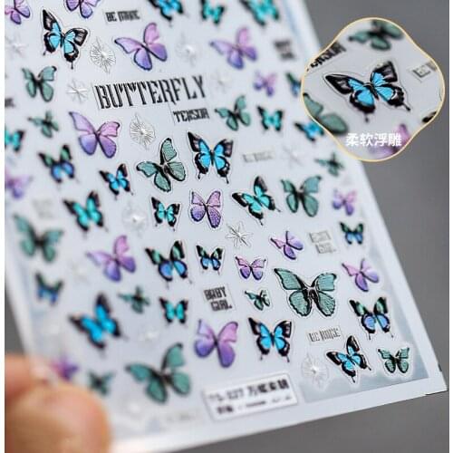 5D New Craft Soft Embossed Nail Sticker Christmas Sweater White Rose Nail Art Decoration Nail Stickers Nail Decals