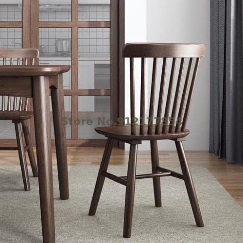 Pure solid wood dining chair oak chair nordic simple windsor chair bedroom makeup chair home back chair