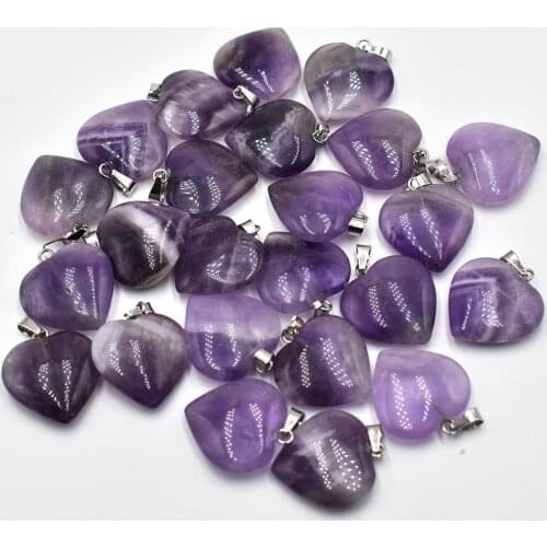 Wholesale 20mm Love Stone Bead Pendant Charm natural stone stripe Amethyst DIY jewelry making lady Gift Free Shipping