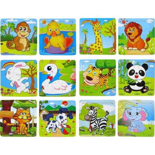 9 Piece Wood Jigsaw Puzzles Kids Cognition Animals Intelligence Kids Toy children Learning Educational Puzzle Toys