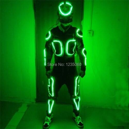 Rechargeable LED Robot Suit Luminous costume 7 LED strips glowing costume Dancing stage show Performance party Popular Neon Led